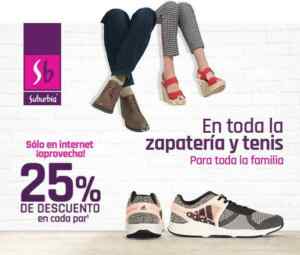 En Suburbia 2x1½ en zapatería y calzado o 25% de descuento en tienda en línea