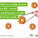 Promoción Uber Eats Krispy Kreme: media docena de donas por $25 + envío Gratis hoy 6 de junio