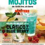 En Hooters 2x1 en mojitos los sábados de las 13:00 al cierre