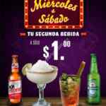 Promoción Cervecería de Barrio de segunda bebida a $1 peso de miércoles a sábado