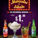 Promoción Cervecería de Barrio de segunda bebida a $1 peso de miércoles a sábado