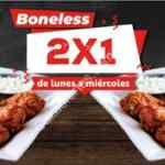 Promoción Chilis de 2x1 en boneless de lunes a miércoles