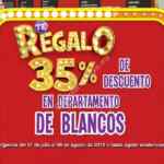 Promoción Julio Regalado 2019: 35% en Departamento de Blancos del 31 de Julio al 6 de Agosto 2019