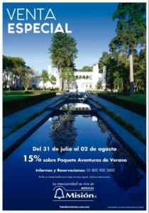 Venta Especial Hoteles Misión: 15% de descuento sobre paquete aventuras de verano
