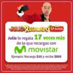 Promoción Julio Regalado Movistar: Obtén 17 veces más de lo que recargas los martes y jueves de julio
