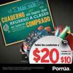 En Librerías Porrúa todos los cuadernos a $20 pesos o a $10 en compras a partir de $250