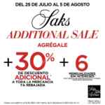 Additional Sale en Saks México: 30% de descuento adicional a lo ya rebajado + 6 meses sin intereses