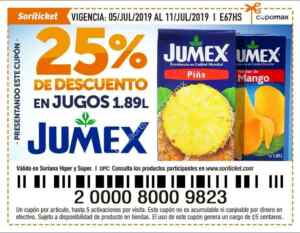 Cupones Soriticket julio 2019