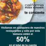 En California Pizza Kitchen 50% de descuento en el total de tu cuenta esta semana con tu membresía Wow Rewards