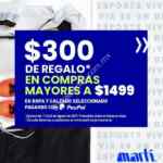 Cupón Martí Paypal: $300 de descuento en compras mayores a $1499