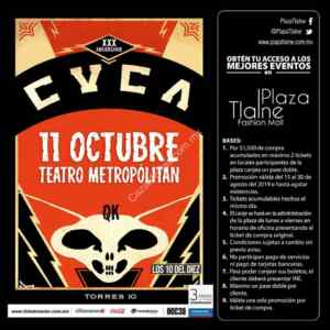 Boletos gratis para el concierto de La Cuca en el Teatro Metropolitan con tus compras en Plaza Insurgentes o Plaza Tlalne