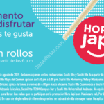 Hora Japi Sushi Itto agosto 2019: 2x1 en rollos de lunes a jueves a partir de las 6:00 PM
