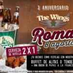 Promoción Aniversario The Wings Roma: 2x1 en cerveza hoy 8 de agosto