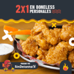 2x1 en boneless en Las Alitas al pedir en SinDelantal hoy domingo