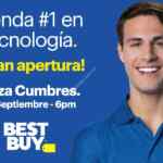 Promoción Best Buy Plaza Cumbres de $100 de descuento para los primeros 100 en llegar por inauguración