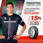 Promoción Bridgestone mes patrio: 15% de descuento en la compra de 4 llantas