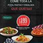 Promoción Italiannis de come toda la pasta, pizza y ensalada que quieras por $199 de lunes a viernes