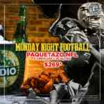 Promoción Perros y Burros Monday Night Football: 4 cervezas + 20 alitas por $269 los lunes de 18:00 a 22:00