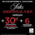 Additional Sale Saks: 30% de descuento adicional a lo ya rebajado + 6 msi