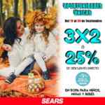 Promoción Sears: 3x2 ó 25% de descuento directo en ropa para niños, niñas y bebés