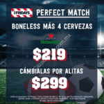 Promoción TGI Fridays Perfect Match: boneless + 4 cervezas por $219 durante eventos deportivos
