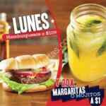 Promoción Happy Lunes Texas Ribs: Hamburguesas a $109 y segundo a $1 peso en margaritas y mojitos