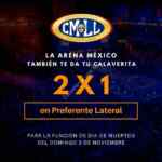 2x1 en boletos para la función de lucha libre de Día de Muertos de la Arena México este 3 de noviembre