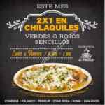 En Cafebrería El Péndulo 2x1 en chilaquiles rojos o verdes de lunes a viernes