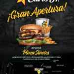 Promoción apertura Carls Jr Plaza Jinetes: Hamburguesas gratis por 1 año a los primeros clientes