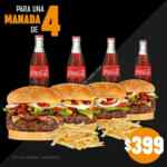 Nueva promo bestial Cuarto de Kilo: 4 Cuartos + 2 papas a la francesa + 4 bebidas por $399