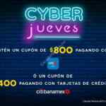 Promoción Elektra Cyber Jueves Citi Banamex: hasta $800 en cupón para tu siguiente compra