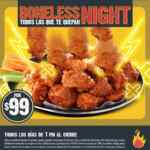 Boneles Night Las Alitas: Boneless ilimitados a sólo $99 a partir de las 7:00 PM