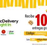 Cupón McDonalds Uber Eats Mc Delivery Night: Recibe 10 entregas GRATIS