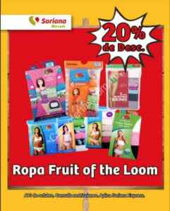 En Soriana Mercado 20% de descuento en ropa Fruit of the Loom