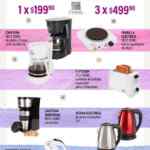 En Woolworth y Del Sol electrodomésticos a $199 o 3x$499 (cafetera, tostador, parrilla, etc.)