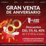 Gran Venta 60 Aniversario Llano de la Torre: Hasta 40% de descuento y 6 msi