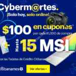 Ofertas Best Buy Cyber Martes Citi Banamex con $100 en cupones por cada $1,000 de compra + 15 MSI