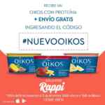 Promoción Oikos y Rappi: Recibe un nuevo Oikos proteína + envío gratis usando código