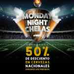 Promoción Taquearte Monday Night Chelas: Cervezas a mitad de precio en los partidos de los lunes de la NFL