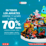 Promoción HEB de 70% de descuento en el segundo juguete este fin de semana