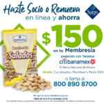 Promoción Sams Club Renovación: Hasta $150 de ahorro y bolsa de cacahuates Member's Mark 850g gratis