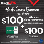 Promoción Sams Club Black Friday 2019: $100 de descuento en membresías + $100 en Starbucks