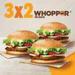 Cupón Burger King de 3x2 en Whopper, aros de cebolla y conos de helado