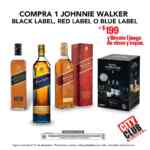 Promoción City Club Año Nuevo: Compra un whisky Johnnie Walker más $199 y llévate 1 juego de 2 vinos y 6 copas