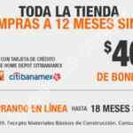 Promoción Home Depot Citi Banamex de hasta $500 de bonificación en compras a 12 MSI