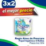 En Farmatodo 3x2 en papel de baño Regio Aires de Frescura 4 rollos
