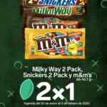 Promoción 7-Eleven Super Bowl: 2x1 en chocolates Snickers, Milky Way y M&Ms 2 pack