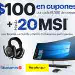 Promoción Best Buy Citi Banamex de $100 en cupones por cada $1,000 de compra + 20 MSI