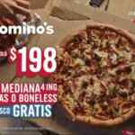 Promoción Dominos Super Bowl 2020: pizza mediana + alitas + refresco por $198