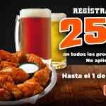 Cupón Hooters de 25% de descuento en el total de tu cuenta